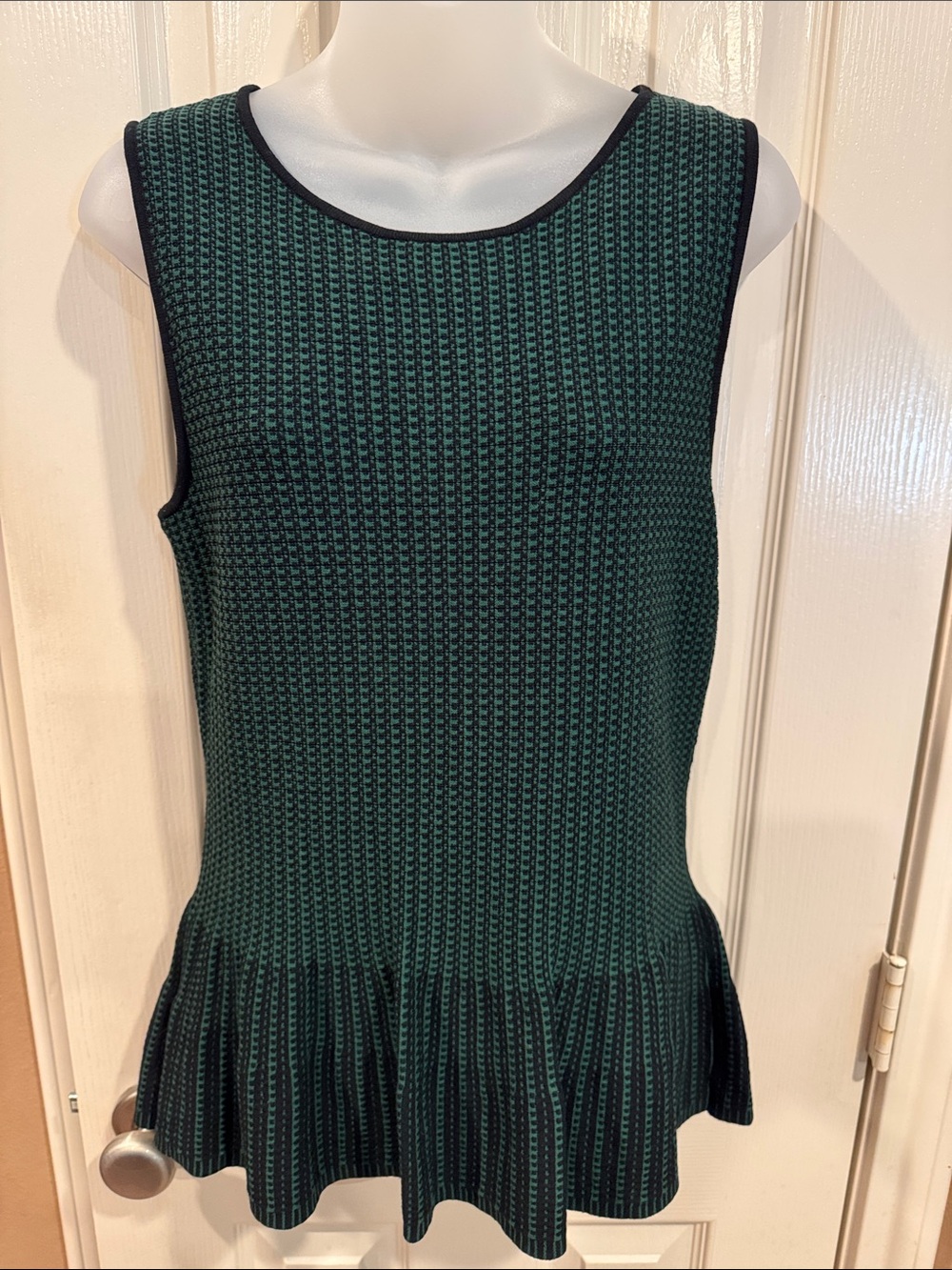 Ann Taylor Black and Green Peplum Blouse. 
Sz Small